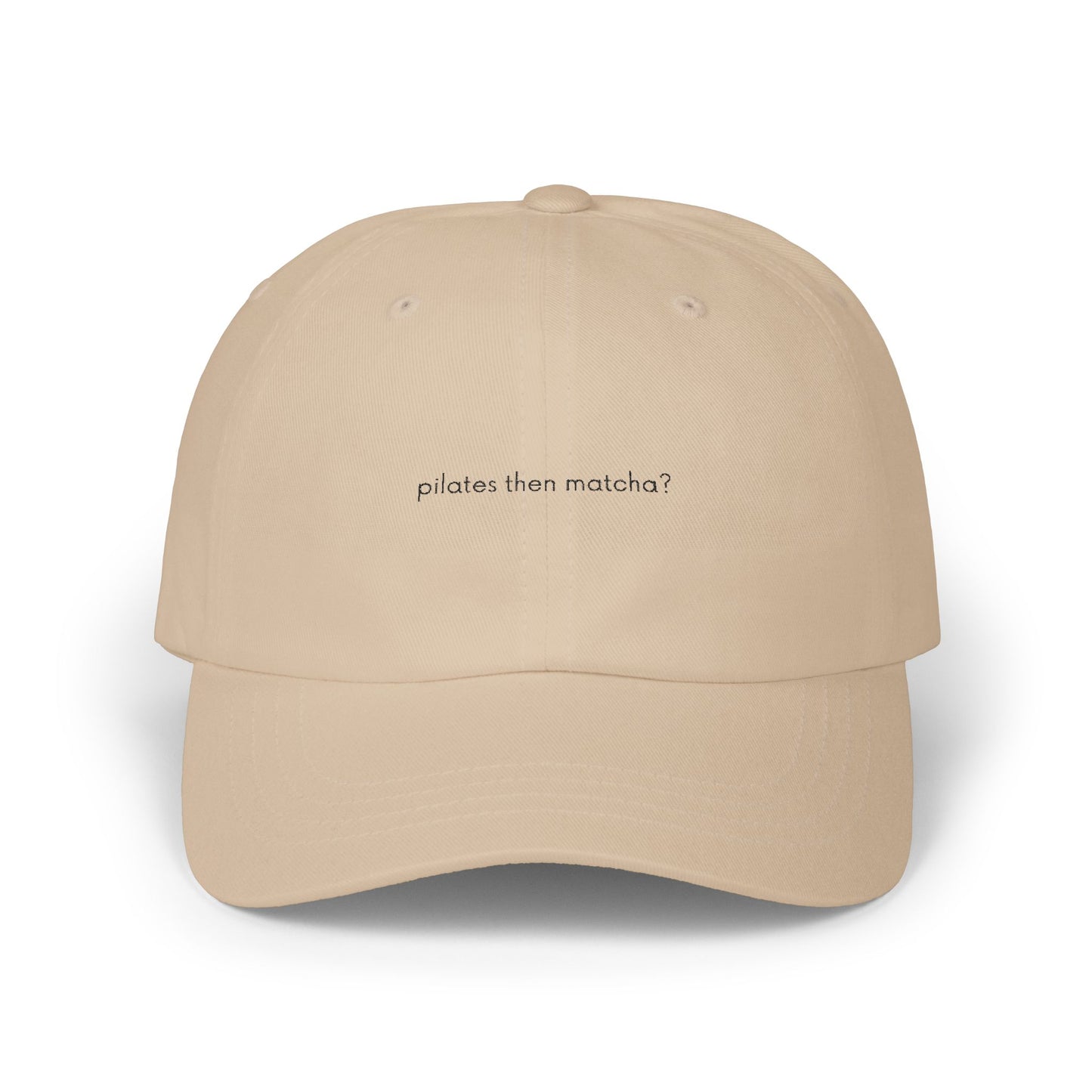 Pilates then Matcha? Cap - Black Embroidery